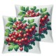 Ulloord Throw Pillow Cover Green Branches Hawthorn Strewn Red Cushion Case Home Office Sofa Hidden Zipper Pillowcase Square Two Sides Printed