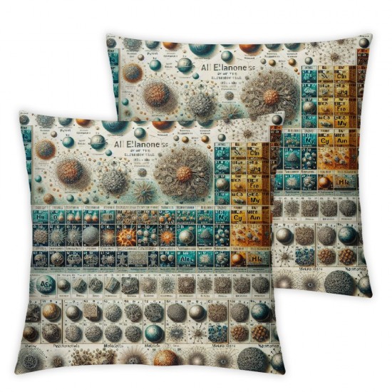 Ulloord Pillow Covers  Decorative Periodic Table Throw Pillow Covers Cushion Case for Sofa Bench Living Room Indoor Outdoor Home Decor