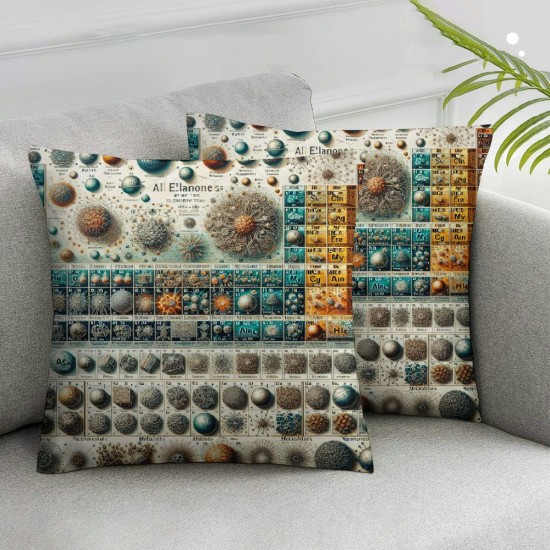 Ulloord Pillow Covers  Decorative Periodic Table Throw Pillow Covers Cushion Case for Sofa Bench Living Room Indoor Outdoor Home Decor