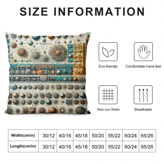 Ulloord Pillow Covers  Decorative Periodic Table Throw Pillow Covers Cushion Case for Sofa Bench Living Room Indoor Outdoor Home Decor