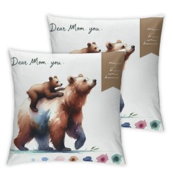 Ulloord Gifts for Dear Mom: I Love You, Brown Mother Bear and Throw Pillow Cover, Meaningful Gifts for Mom, , Ideas for Mom " Flannel Pillow Covers