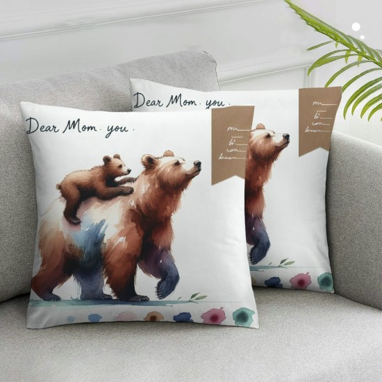 Ulloord Gifts for Dear Mom: I Love You, Brown Mother Bear and Throw Pillow Cover, Meaningful Gifts for Mom, , Ideas for Mom " Flannel Pillow Covers