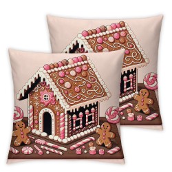 Ulloord Christmas Throw Pillow Covers Cute Pink Linen Cozy Washable Living Room Couch Bed Home Decor Cushion Cover