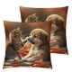 Ulloord Throw Pillow Covers Dog Kisses Kitten Cushion Cases Home Office Sofa Hidden Zipper Pillowcase Square Two Sides Printed