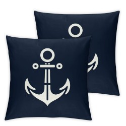 Ulloord Navy White Nautical Anchor Romantic Hidden Zipper Home Sofa Decorative Throw Pillow Cover Cushion Case  Square Design Printed Pillowcase