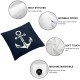 Ulloord Navy White Nautical Anchor Romantic Hidden Zipper Home Sofa Decorative Throw Pillow Cover Cushion Case  Square Design Printed Pillowcase