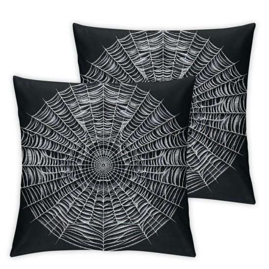 Ulloord  Throw Pillow Covers Scary Spider Halloween Cushion Cases Home Office Sofa Hidden Zipper Pillowcase Square Two Sides Printed