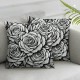 Ulloord  Throw Pillow Covers Roses Cushion Cases Home Office Sofa Hidden Zipper Pillowcase Square  Two Sides Printed