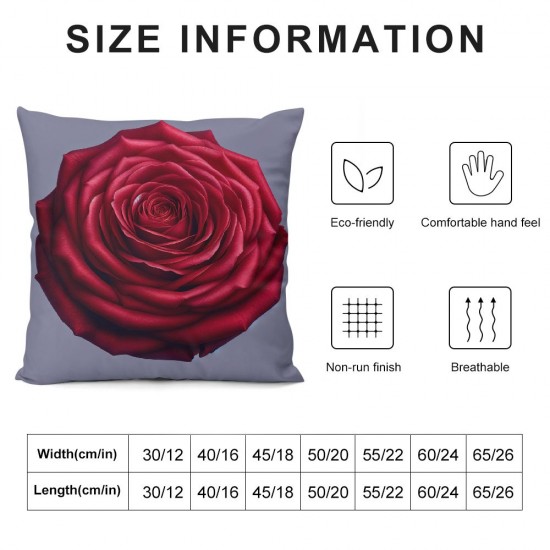 Ulloord  Throw Pillow Covers Roses Cushion Cases Home Office Sofa Hidden Zipper Pillowcase Square  Two Sides Printed