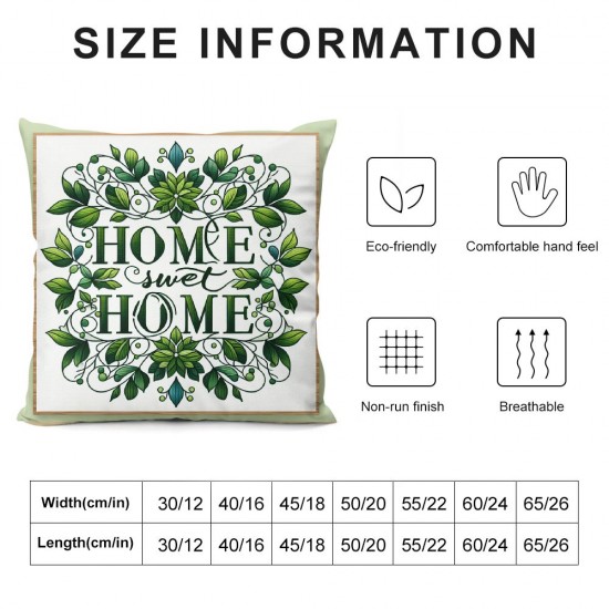 Ulloord Emotion Home Sweet Home Throw Pillow Covers , Spring Summer Eucalyptus Farmhouse Holiday Cushion Case for Home Sofa Couch Decoration