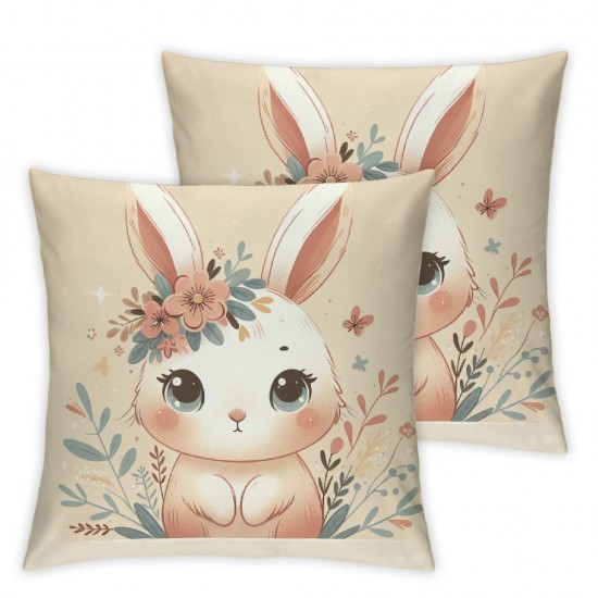 Ulloord Emotion Throw Pillow Covers Rabbit Spring Holiday Pink Cushion Case for Home Sofa Couch Decoration