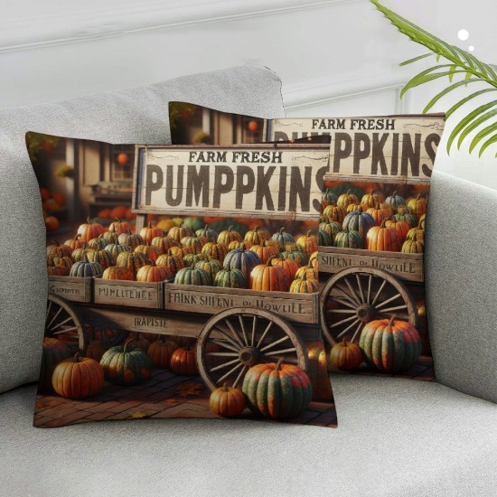 Ulloord Emotion Fall Decor Pillow Covers  Orange Pumpkin Farmhouse Decorations Throw Cushion Case for Fall Thanksgiving Home Decorative Pillows