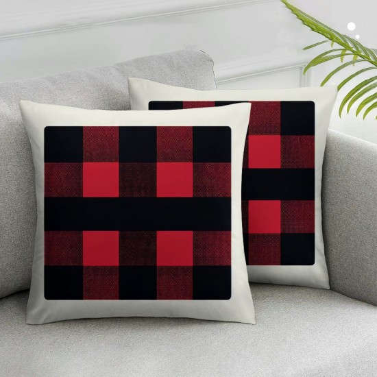 Ulloord Emotion Christmas Throw Pillow Covers Cushion Case Polyester for Home Decor Red and Black,