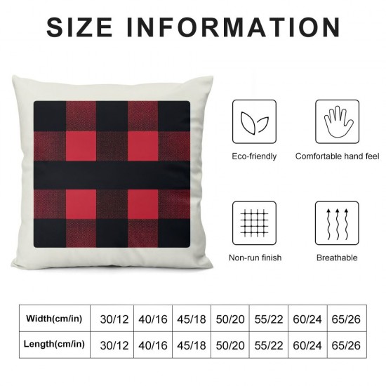 Ulloord Emotion Christmas Throw Pillow Covers Cushion Case Polyester for Home Decor Red and Black,