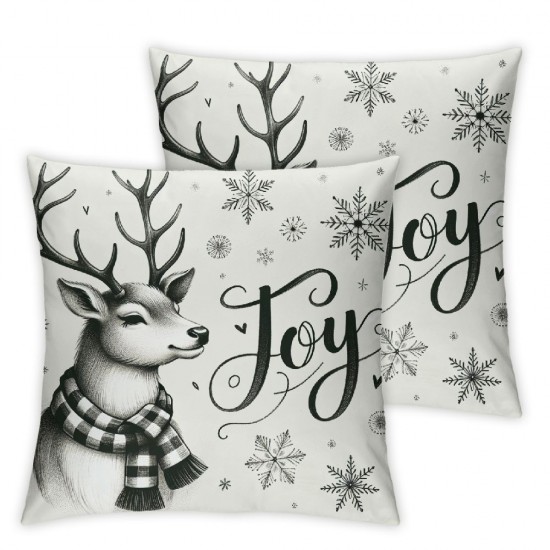 Ulloord Emotion Christmas Pillow Covers Christmas Decorations Snowman Eucalyptus Truck Winter Holiday Decor Stripes Throw Cushion Case for Home Couch