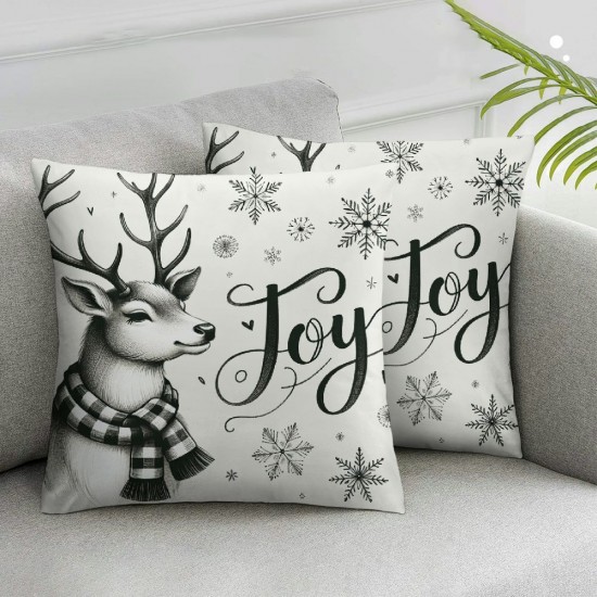 Ulloord Emotion Christmas Pillow Covers Christmas Decorations Snowman Eucalyptus Truck Winter Holiday Decor Stripes Throw Cushion Case for Home Couch