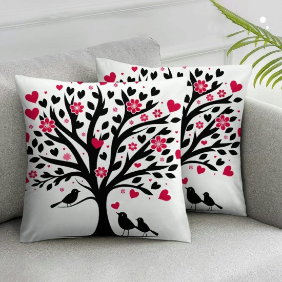 Ulloord  Emotion Valentines Day Throw Pillow Covers  Red Love Heart Home Decorations Cushion Case for Sofa Couch Polyester Linen