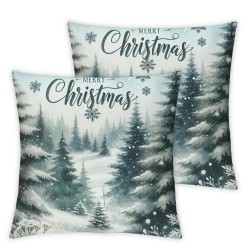 Ulloord Emotion Christmas Trees Pillow Cover  Farmhouse Decorations Winter Holiday Decor Throw Cushion Case for Home Couch Polyester Linen