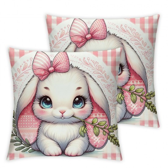 Ulloord Emotion Pillow Covers Farmhouse Decorations for Spring Decorative Pink Eggs Throw Cushion Case for Home Decor