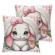 Ulloord Emotion Pillow Covers Farmhouse Decorations for Spring Decorative Pink Eggs Throw Cushion Case for Home Decor