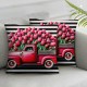 Ulloord  Emotion Valentines Day Pillow Covers Spring Buffalo Check Farmhouse Decor Red Truck with Tulips Red Love Holiday Decorations Throw Cushion Case for Home Decorations