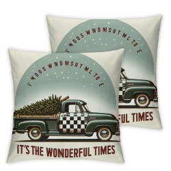 Ulloord Emotion Christmas Pillow Covers Country Christmas Decorations Black and White Truck Tree Throw Pillow Cases Cushion Cover Winter Holiday Home Decor