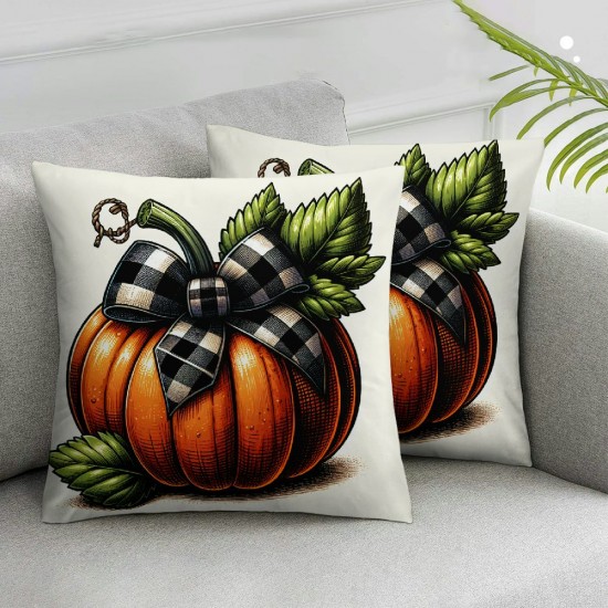 Ulloord Emotion Fall Pillow Covers Thanksgiving Decorations Orange Pumpkin Outdoor Autumn Farm Truck Pillows Decorative Throw Cushion Case for Home Decor