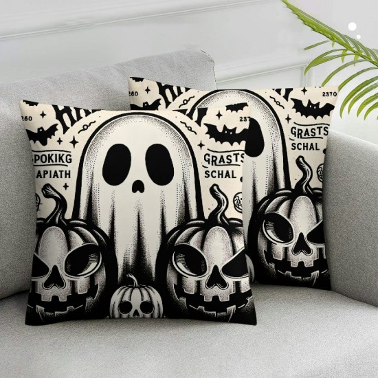 Ulloord Halloween Decor Pillow Covers Halloween Decorations Pumpkin Witch Cat Ghost Outdoor Black Fall Pillows Decorative Throw Cushion Case for Home Couch