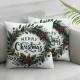 Ulloord  Emotion Merry Christmas Wreath Throw Pillow Cover  Home Decor Cushion Case for Sofa Couch Farmhouse Christmas Decorations