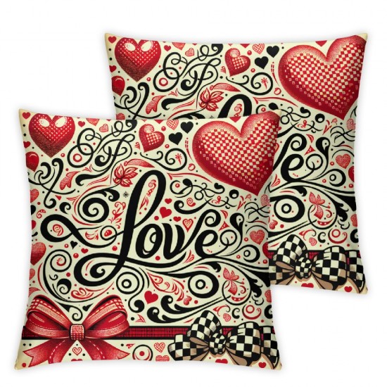 Ulloord Emotion Valentines Day Throw Pillow Covers , Red Black Love Spring Farmhouse Holiday Cushion Case for Home Sofa Couch Decoration