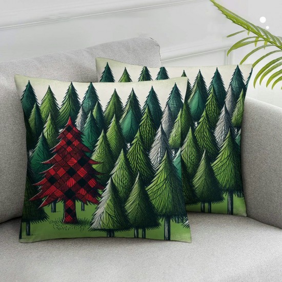 Ulloord Emotion Red Christmas Pillow Covers  Farmhouse Christmas Decorations Merry Christmas Tree Truck Hello Winter Holiday Decor Throw Cushion Case for Home Couch