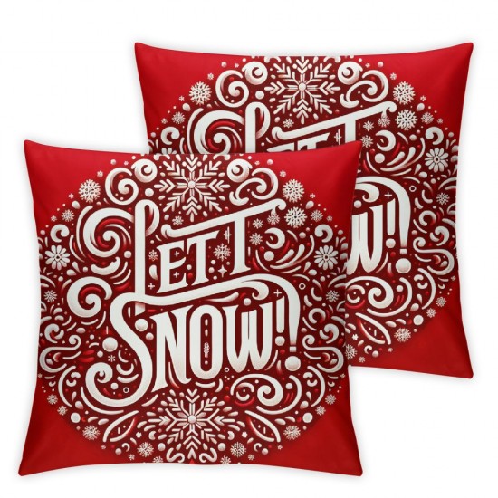 Ulloord Emotion Red Christmas Pillow Covers  Farmhouse Christmas Decorations Merry Christmas Let it Snow Winter Holiday Decor Throw Cushion Case for Home Couch