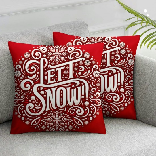 Ulloord Emotion Red Christmas Pillow Covers  Farmhouse Christmas Decorations Merry Christmas Let it Snow Winter Holiday Decor Throw Cushion Case for Home Couch