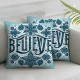 Ulloord Blue Christmas Pillow Covers ALL is Calm All is Bright Merry Tree Winter Holiday Decor Throw Cushion Case for Home Couch