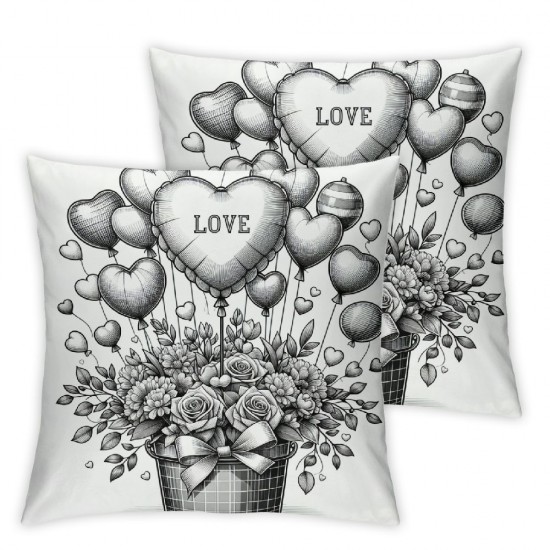 Ulloord  Emotion Valentines Day Throw Pillow Covers Love Floral Truck Spring Farmhouse Holiday Red Cushion Case for Home Sofa Couch Decoration