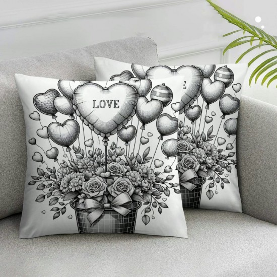 Ulloord  Emotion Valentines Day Throw Pillow Covers Love Floral Truck Spring Farmhouse Holiday Red Cushion Case for Home Sofa Couch Decoration