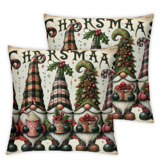 Ulloord  Emotion Christmas Gnomes Pillow Cover  Merry Christmas Farmhouse Decorations Winter Holiday Decor Throw Cushion Case for Home Couch Polyester Linen