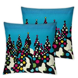 Ulloord Emotion Blue Christmas Pillow Covers  Christmas Decorations Merry Christmas FA La La Winter Holiday Decor Throw Cushion Case for Home Couch