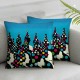 Ulloord Emotion Blue Christmas Pillow Covers  Christmas Decorations Merry Christmas FA La La Winter Holiday Decor Throw Cushion Case for Home Couch