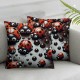 Ulloord Square Throw Pillow Covers Red Water Droplets Design Pillow Cases Decorative for Home Bedroom Sofa Pillowcases Standard Size