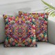 Ulloord Square Throw Pillow Covers Colorful Flowers Pillow Cases Decorative for Home Bedroom Sofa Watercolor Nature Floral Interlaced Petals Painting Pillowcases Standard Size