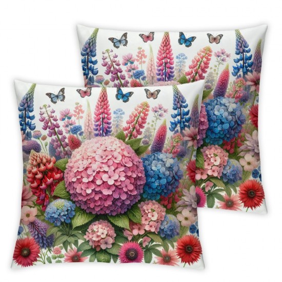 Ulloord Square Throw Pillow Covers Beautiful Floral Butterfly Flowers Design Pillow Cases Decorative for Home Bedroom Sofa Pillowcases Standard Size