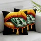 Ulloord Square Throw Pillow Covers Money Lips Fripping Gold Black Marble Texture Pillow Cases Decorative for Home Bedroom Sofa Pillowcases Standard Size