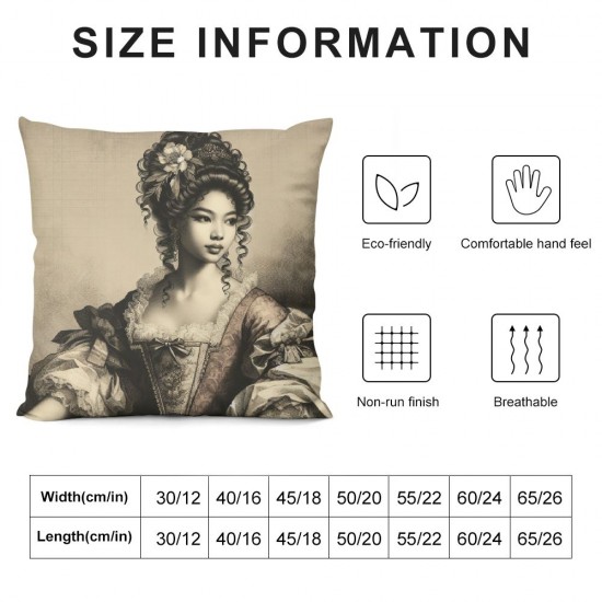 Ulloord Pillow Cases Oil Painting Elegant Woman Portrait Square Decorative Throw Pillow Cover Washable Pillowcase for Home Office Travel Bed Sofa