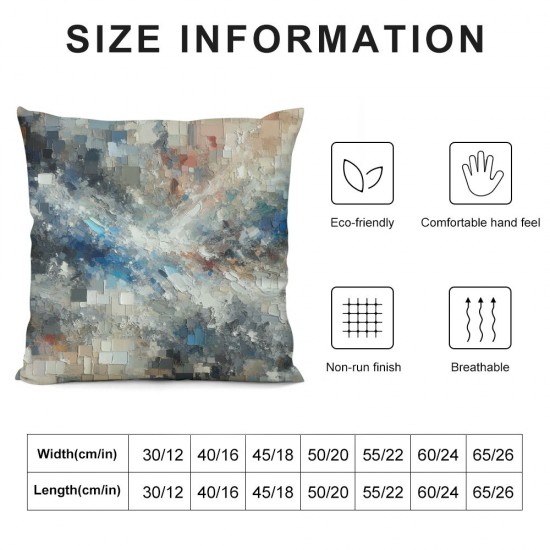 Pillow Cover Beige White Color Squares Brush Random Black Blobs Blocks Blurred Boxes Decorative Throw Pillow Case for Sofa Car Bedding Decoration