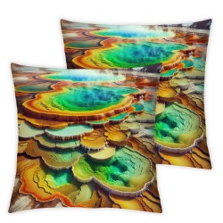 Ulloord Pillow Cover Turquoise Colourful Dalol Volcano Ethiopian Active Danakil Desert Nature Parks Outdoor Decorative Linen Throw Pillow Case for Sofa Car Bedding Decoration