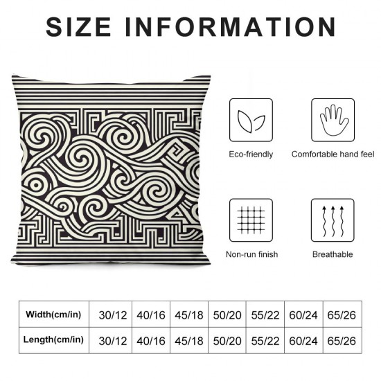 Ulloord Pillow Cover Chain Geometric Line Abstract Greek Antique for Floor Black White Color Key Decorative Linen Throw Pillow Case for Sofa Car Bedding Decoration