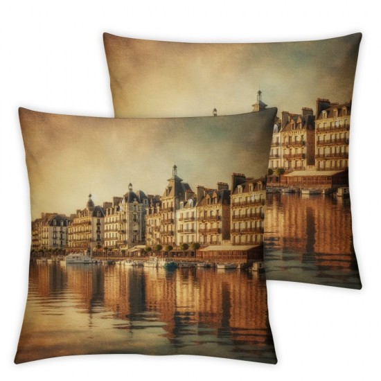 Decorative Square Throw Pillow Cover Linen On South USA at Historic Homes Landmarks Atlantic Parks Outdoor Residential Pillow Case for Couch Sofa Home Decoration