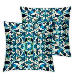 Ulloord Decorative Square Throw Pillow Cover Linen Symbol Metallic Yom Blue Solomon Star Pattern Israel Festival Textures Turquoise Crystal Gradient Pillow Case for Couch Sofa Home Decoration