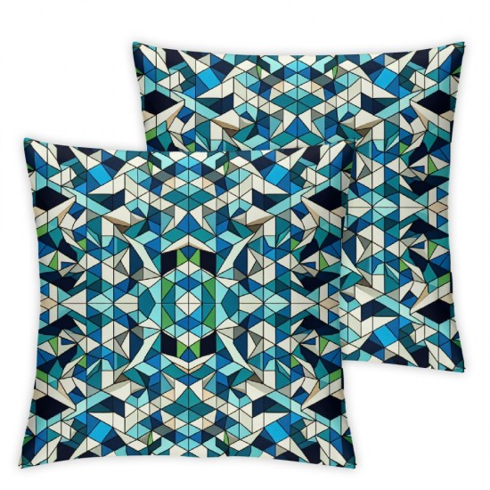 Ulloord Decorative Square Throw Pillow Cover Linen Symbol Metallic Yom Blue Solomon Star Pattern Israel Festival Textures Turquoise Crystal Gradient Pillow Case for Couch Sofa Home Decoration